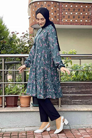 Moda Çizgi Desenli Tunik