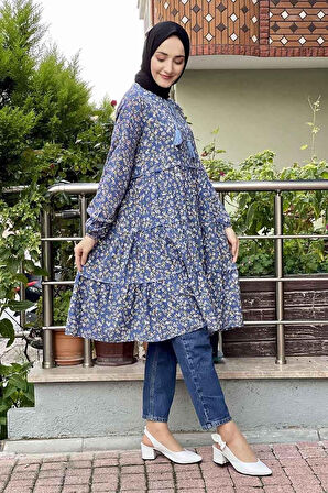 Moda Çizgi Desenli Tunik