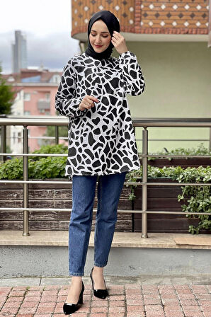 Moda Çizgi Desenli Tunik
