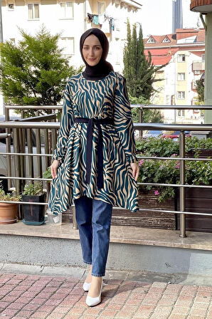 Moda Çizgi Desenli Tunik
