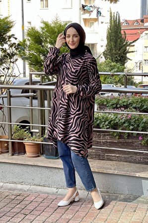 Moda Çizgi Desenli Tunik