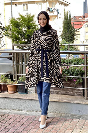 Moda Çizgi Desenli Tunik