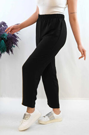 Moda Çizgi Aerobin Pantolon Siyah