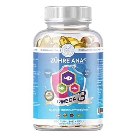 Zühre Ana Omega 3 Balık Yağı 1300 mg 200 Kapsül