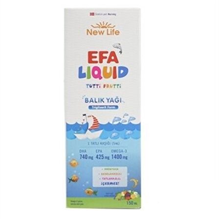 New Life EFA Liquid Tutti Frutti Balık Yağı Şurubu 150 ml