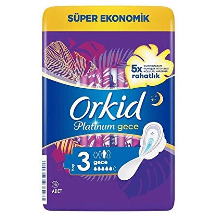 Orkid Platinum Hijyenik Ped Gece 16'lı