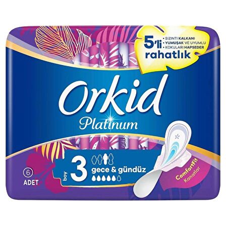 Orkid Platinum Gece Gündüz Hijyenik Ped Boy 3 6'lı