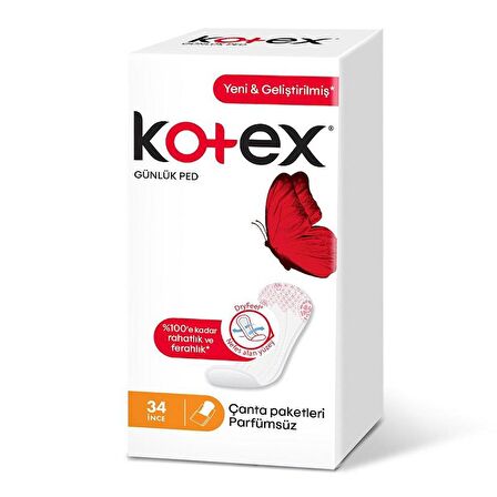 Kotex İnce Günlük Ped Parfümsüz 34'lü