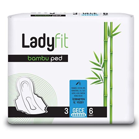 Ladyfit Bambu Ped Gece 6'lı No: 3