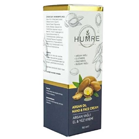 Humre Argan Yağlı El ve Yüz Kremi 150 ml - 12 Adet