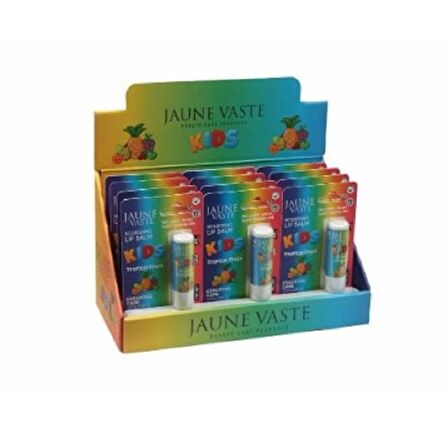 Jaune Vaste Lip Balm Kids Tropikal Meyveli Dudak Kremi - 12'li Stant