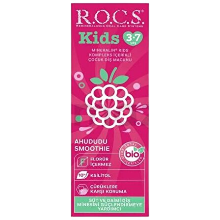 Rocs Kids Diş Macunu Ahududu Smoothie Tadında Florürsüz 3-7 Yaş 45 gr