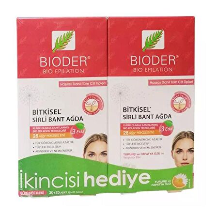 Bioder Bio Epilation Ağda Bandı Bitkisel Tüy Azaltıcı Normal Ciltler - İkincisi Hediye