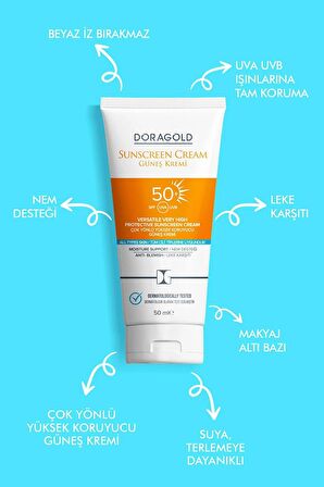 Doragold Güneş Koruyucu Krem SPF50 50 ml