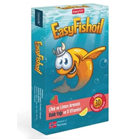 EasyFishoil Çocuk Çilek ve Limon Aromalı 30 Çiğneme Tableti