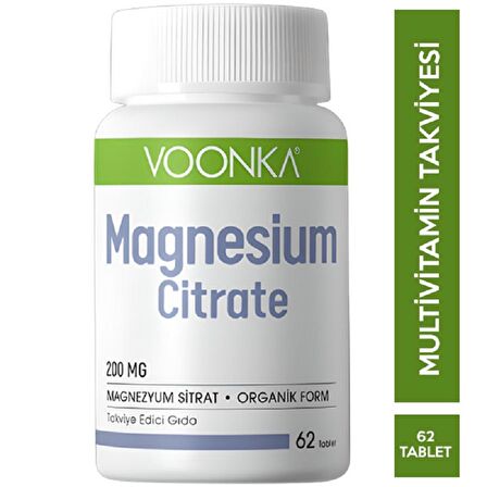 Voonka Magnesium Citrate 200 mg 62 Kapsül