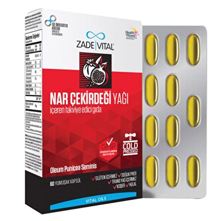 Zade Vital Nar Çekirdeği Yağı 400 mg 60 Yumuşak Kapsül