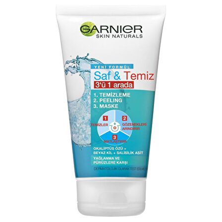 Garnier Saf & Temiz Peeling 3'ü 1 Arada Temizleme Maske 150 ml