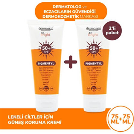 Dermoskin Be Bright Pigmentyl Güneş Kremi SPF50+ 75 ml - İkili Kofre