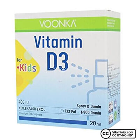 Voonka Vitamin D3 400 IU Kids Sprey 20 ml