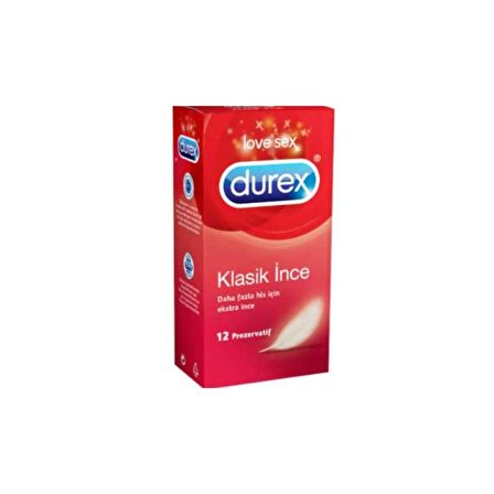 Durex Klasik İnce Prezervatif 12'li