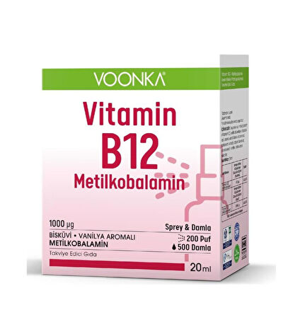 Voonka B12 Metilkobalamin Sprey & Damla 20 ml