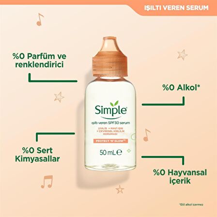 Simple Protect & Glow İşıltı Veren & Vitamin E İçeren SPF30 Cilt Bakım Serumu 50 ml