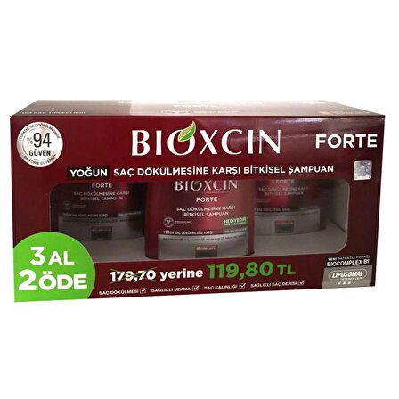 Bioxcin Forte Yoğun Saç Dökülmesine Karşı Bitkisel Şampuan 300 ml - 3 Al 2 Öde (199,80 TL Etiketli)