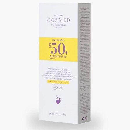 Cosmed Sun Essential Alight Fluid SPF50 Koyu Leke Karşıtı Yüz Güneş Kremi - Alfa Arbutin Yeni Nesil Filtreler 30 ml