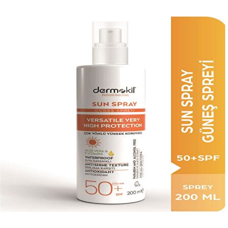 Dermokil Sun Sprey - Çok Yönlü Yüksek Koruyucu Güneş Spreyi SPF50 200 ml