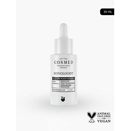 Cosmed Skinologist %10 Azelaic Solution - Azelaik Asit ve Yeşil Çay içeren Leke Karşıtı Serum 30 ml