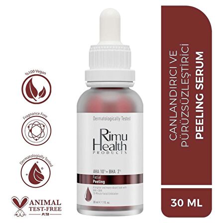 Canlandırıcı ve Cilt Tonu Eşitleyici Yüz Peeling Serum AHA 10% + BHA 2% 30 ml