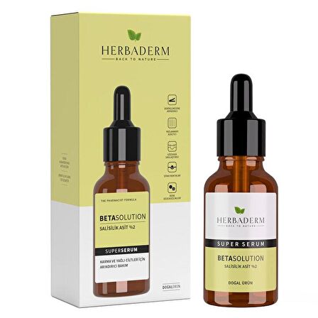 Herbaderm Superserum Betasolution Karma ve Yağlı Cilt Arındırıcı Doğal Yüz Serumu 30 ml