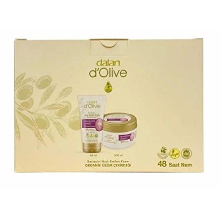 Dalan D'Olive Organik Üzüm Çekirdeği Besleyici Hızlı Emilen Krem Kavanoz 300 ml + Tüp 60 ml