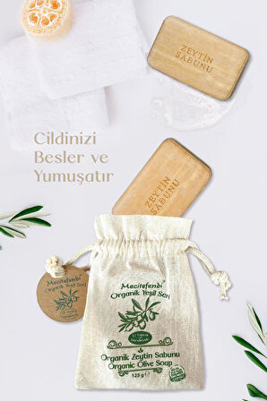 Mecitefendi Organik Yeşil Seri: Doğal Zeytin Sabunu (Cildinizi Besler ve Yumuşatır) 125 gr