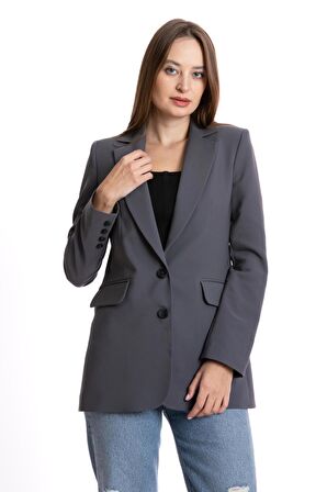 Çift Düğmeli Yırtmaçlı Blazer Ceket