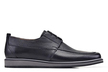 Hakiki Deri Siyah Günlük Bağcıklı Erkek Ayakkabı -11661-