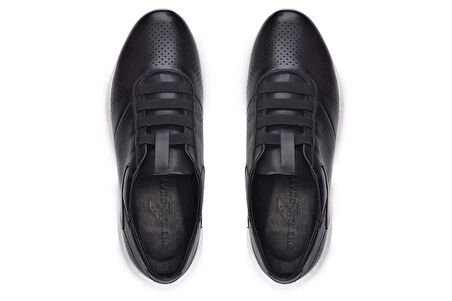 Siyah Baskı Beyaz Taban Sneaker -10961-