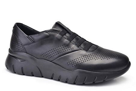 Siyah Baskı Bağsız Sneaker Erkek -10960-