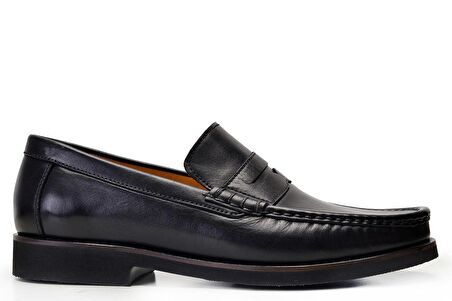 Hakiki Deri Siyah Günlük Loafer Erkek Ayakkabı -8695-