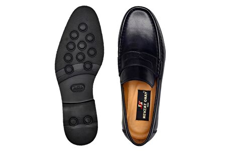 Hakiki Deri Siyah Günlük Loafer Erkek Ayakkabı -8695-