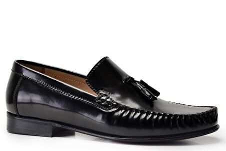 Siyah Püsküllü Rok Ayakkabı -10189-