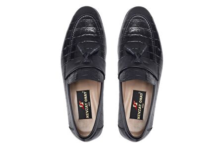 Siyah Klasik Loafer Kösele Erkek Ayakkabı -10936-