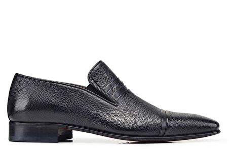 Siyah Klasik Bağcıksız Kösele Erkek Ayakkabı -79071-