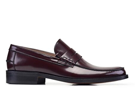 Bordo Loafer Kösele Ayakkabı -9324-