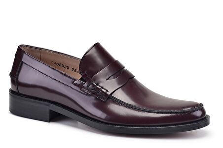 Bordo Loafer Kösele Ayakkabı -9324-