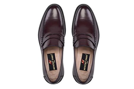 Bordo Loafer Kösele Ayakkabı -9324-