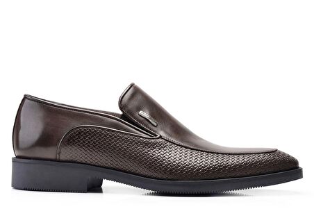 Kahverengi Baskı Deri Erkek Ayakkabı -11338-