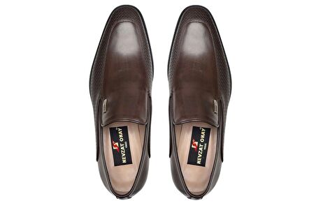 Kahverengi Baskı Deri Erkek Ayakkabı -11338-