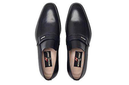 Siyah Klasik Loafer Kösele Erkek Ayakkabı -9090-